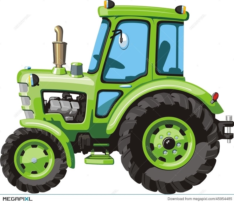 Green Cartoon Tractor Illustration 45954485 - Megapixl