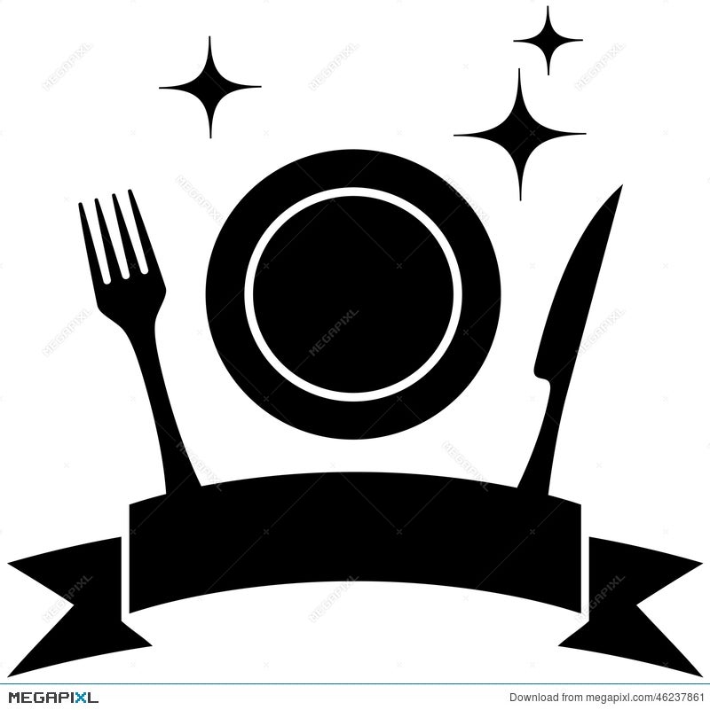 Food Icon With Plate And Kitchen Utensil Illustration 46237861 Megapixl