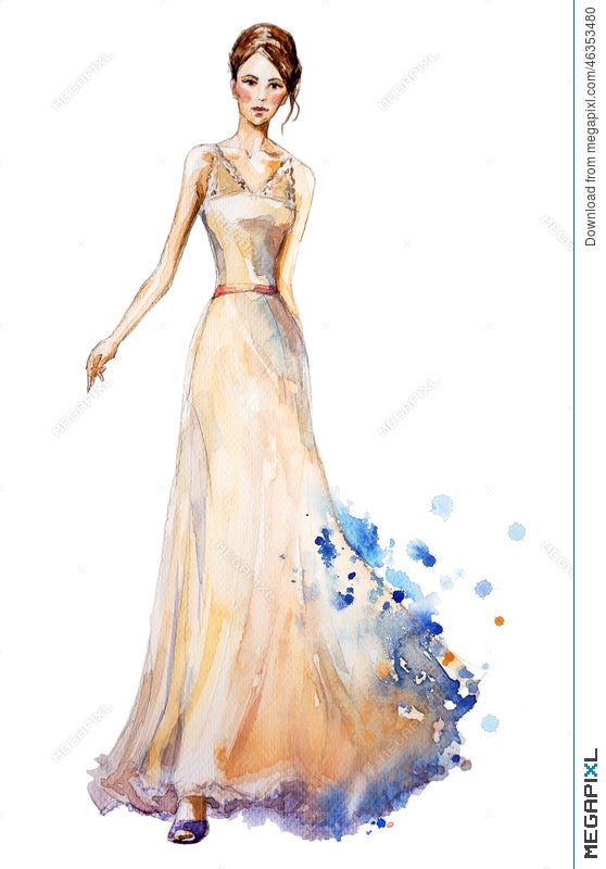 Drawing Bride Watercolor Graceful Pose Fashion Stock Vector Royalty Free  2301470575  Shutterstock