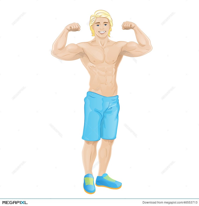 Sport Man Bodybuilder Muscle, Handsome Cartoon Guy Illustration 46553713 -  Megapixl