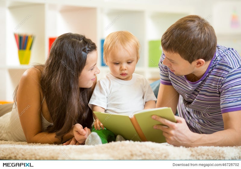 children reading with parents