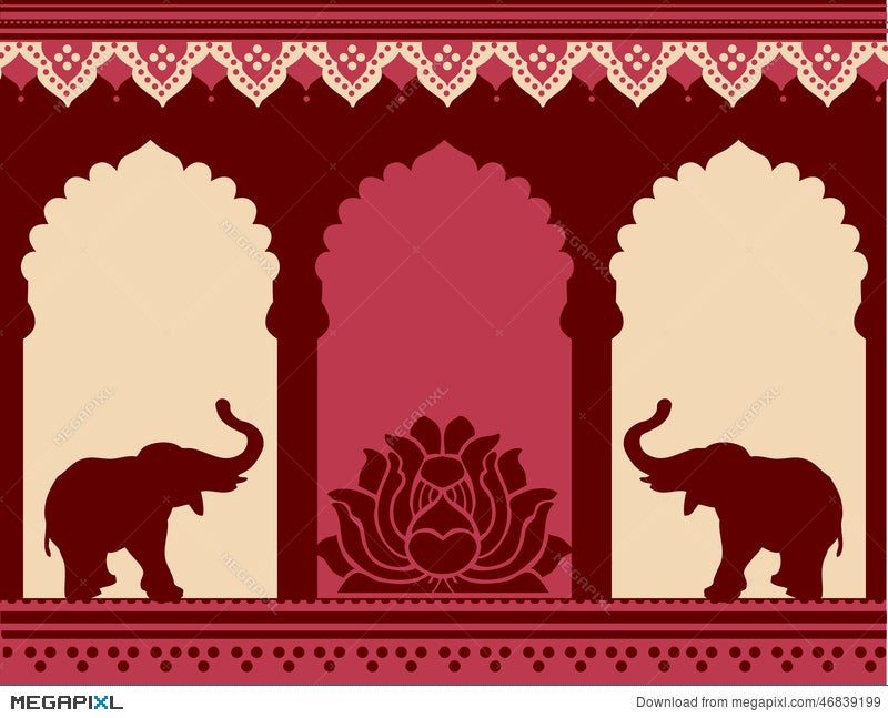 Lotus And Elephant Temple Background Illustration 46839199 - Megapixl