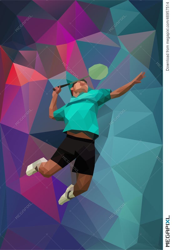 Young Badminton Player During Smash Illustration 46957514 - Megapixl