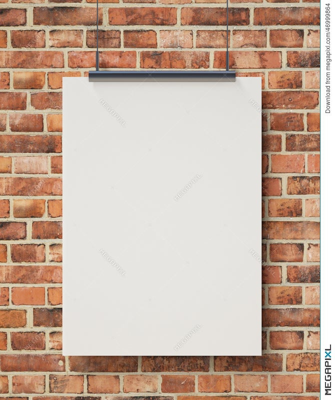 Mock Up Blank White Hanging Poster On Brick Wall, Background Illustration  46999864 - Megapixl