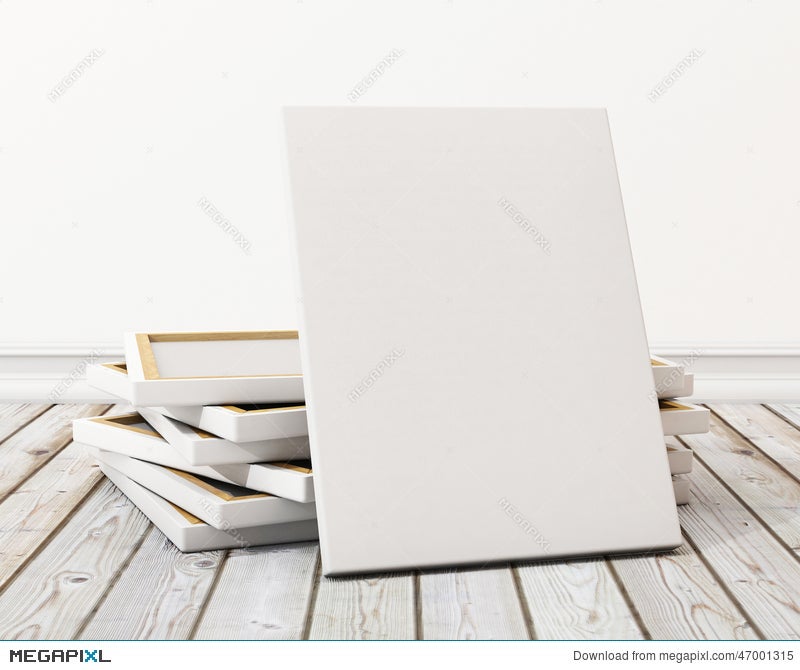 Download Mock Up Blank Canvas Or Poster With Pile Of Canvas On Floor And Wall Background Illustration 47001315 Megapixl
