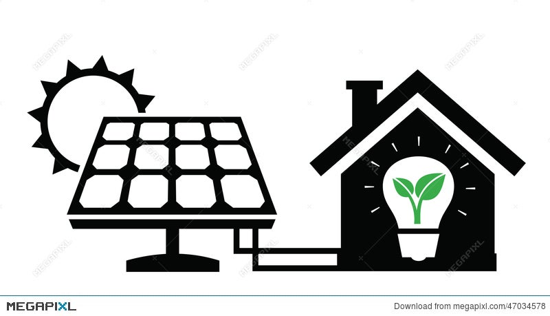 solar powered home clipart white background