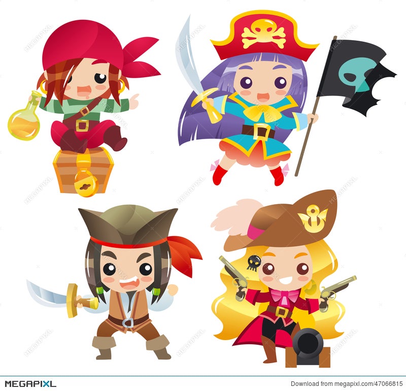Cute Cartoon Pirates Set 1 Illustration 47066815 - Megapixl