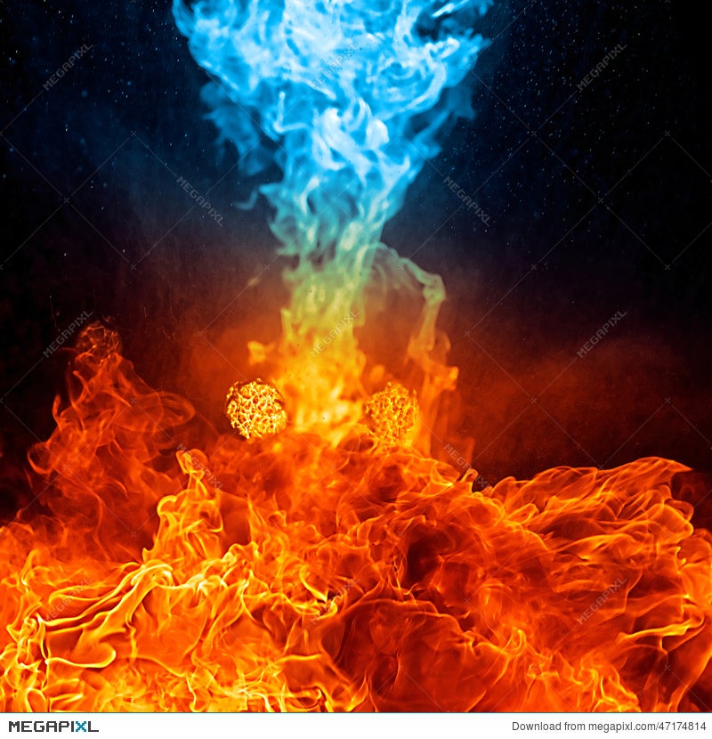 Red And Blue Fire On Balck Background Stock Photo 47174814 - Megapixl