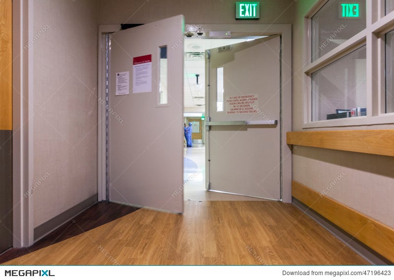 Doo At Corridor In A Modern Hospital Stock Photo 47196423
