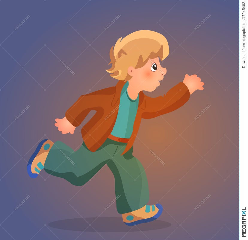 Illustration Of A Young Boy Running, Vector Illustration 47245402 - Megapixl