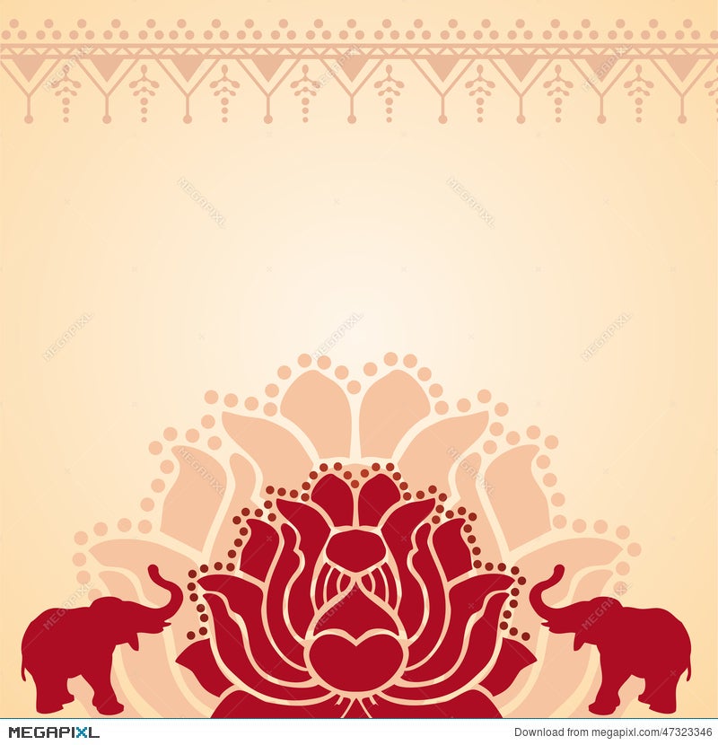 Asian Lotus And Elephant Background Illustration 47323346 - Megapixl