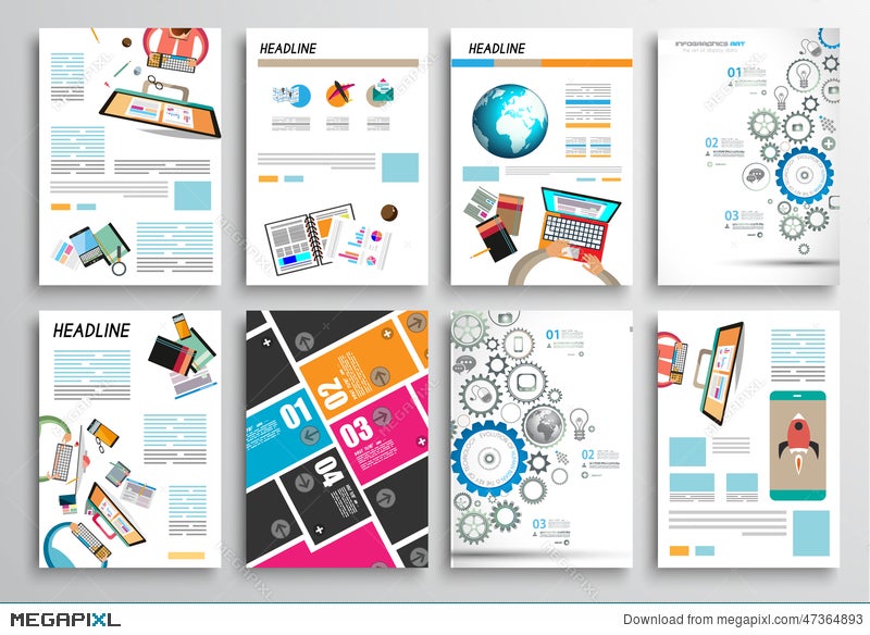 Set Of Flyer Design Web Templates Brochure Designs Infographics Backgrounds Illustration Megapixl