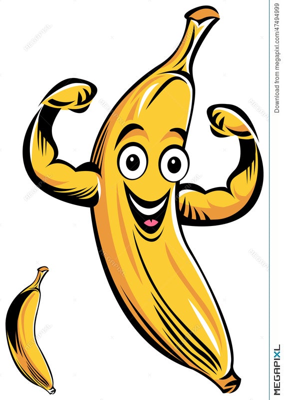 Smiling Banana Cartoon Illustration 47494999 - Megapixl