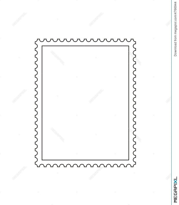 Postage Stamps With Perforated Edge And Mail Stamp Vector Template