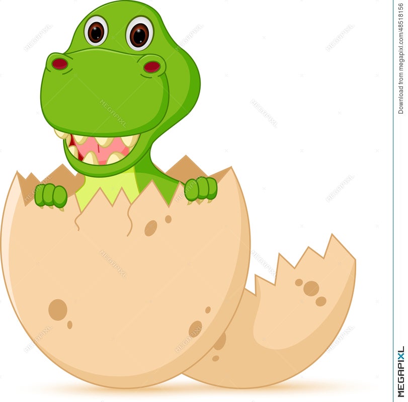 Cute Baby Dinosaur Cartoon Hatch Illustration 48518156 - Megapixl