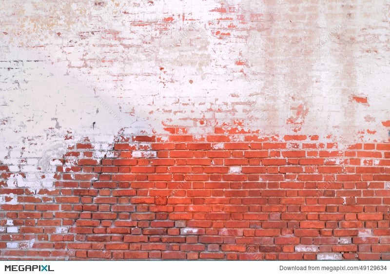 Old Brick Wall Painted Half Background Stock Photo 49129634 - Megapixl