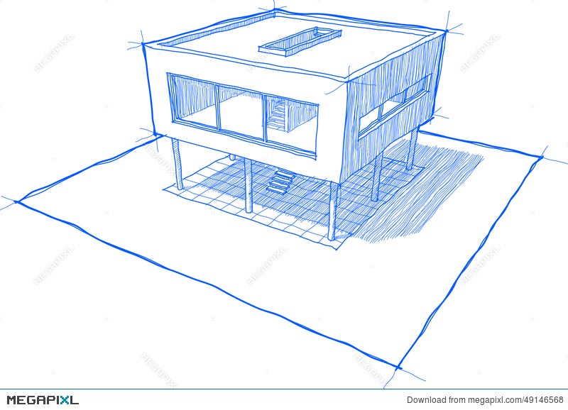 Sketch drawing of modern architecture. Vector image. - Stock Image -  Everypixel
