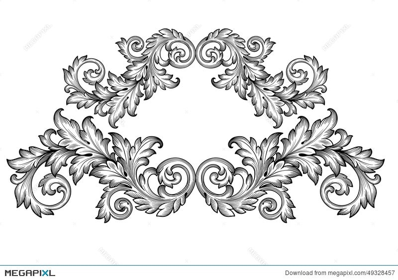 Vintage Baroque Frame Scroll Ornament Vector Illustration 49328457 Megapixl