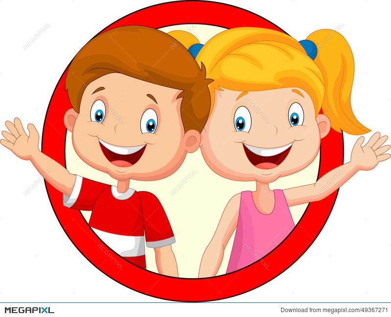 Cute Children Cartoon Waving Hand Illustration 49367271 Megapixl