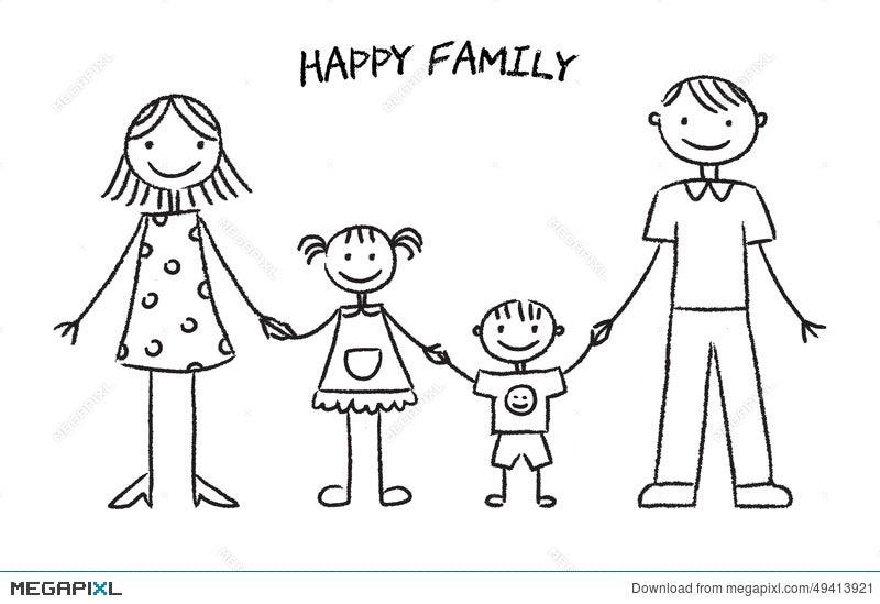 Continuous Line Drawing of a Family Member. Dad, Mom, and Their Kid Stock  Vector - Illustration of happy, person: 154200286
