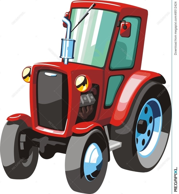 Red Cartoon Tractor Illustration 49512424 - Megapixl