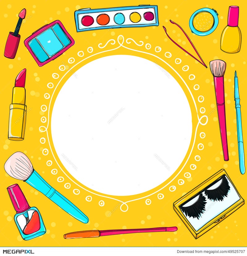Cosmetics Background With Make Up Tools Illustration 49525707 - Megapixl