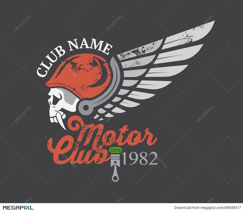 Motor Skull Sticker And Club And Label Illustration 49608417