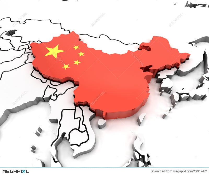 3D China Map With National Flag Illustration 49917471 - Megapixl
