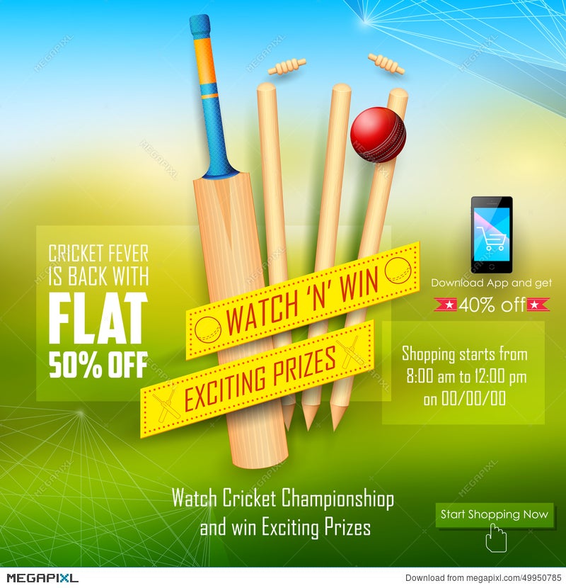 Sale And Promotion Banner For Cricket Season Illustration 49950785