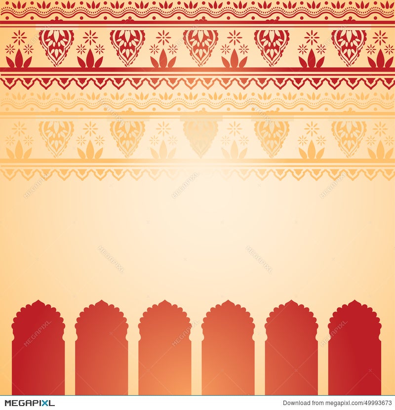 Indian Red And Cream Henna Temple Card Illustration 49993673 - Megapixl