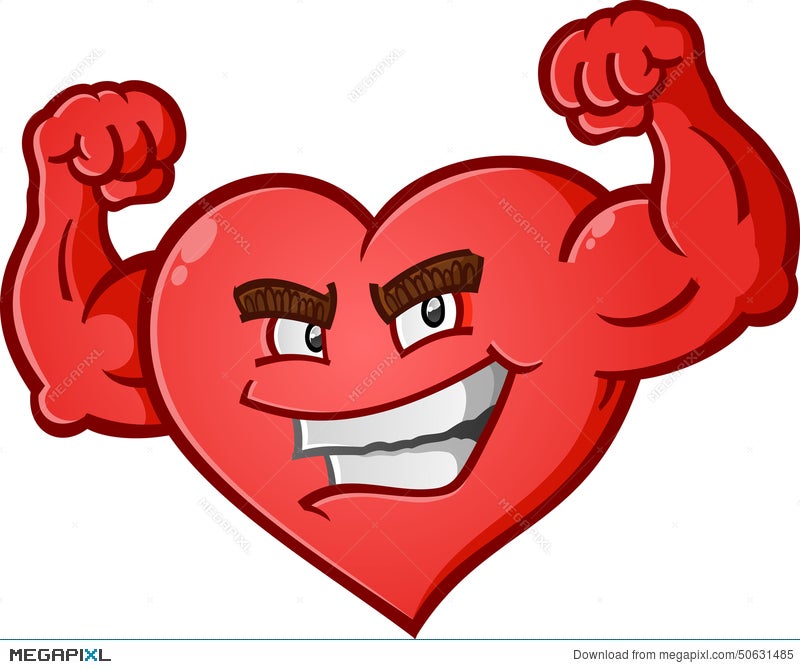 Heart Flexing Muscles Cartoon Character Illustration 50631485 Megapixl