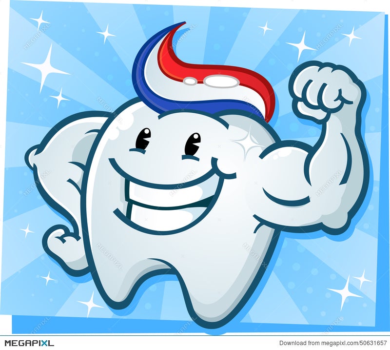 Strong Tooth Flexing Muscles Cartoon Character Illustration 50631657 -  Megapixl