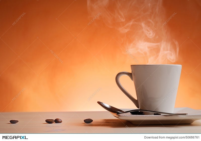 Cup Of Coffee With Orange Background Front View Stock Photo 50686761 -  Megapixl