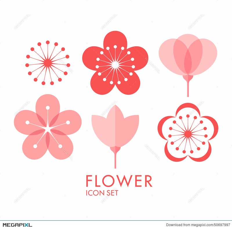 Flower Icon Set Sakura Illustration Megapixl