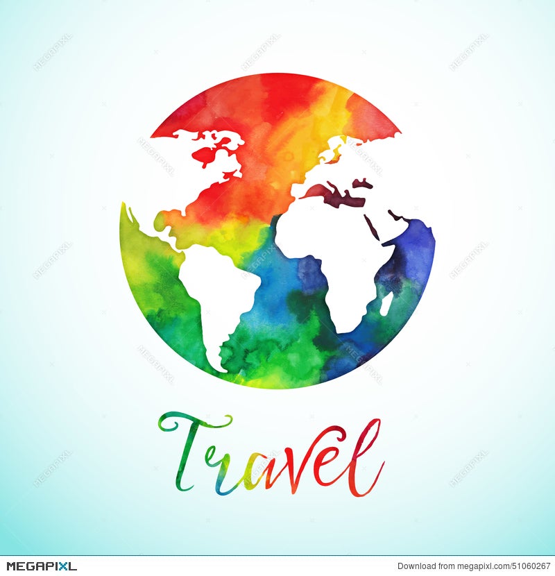 Vector Watercolor Globe Sphere Map Design Travel Background