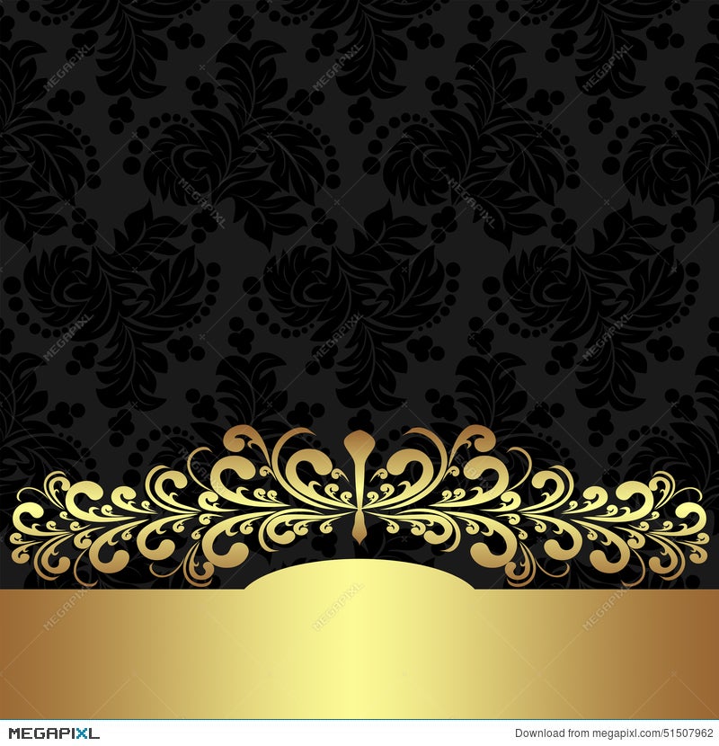 Elegant Floral Background With Golden Border. Illustration 51507962 -  Megapixl