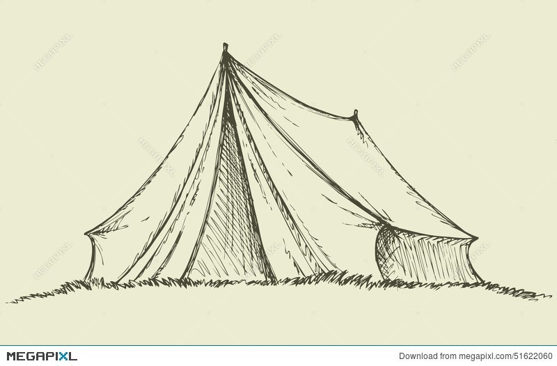 How To Draw A Tent With Simple Triangles - basicdraw.com