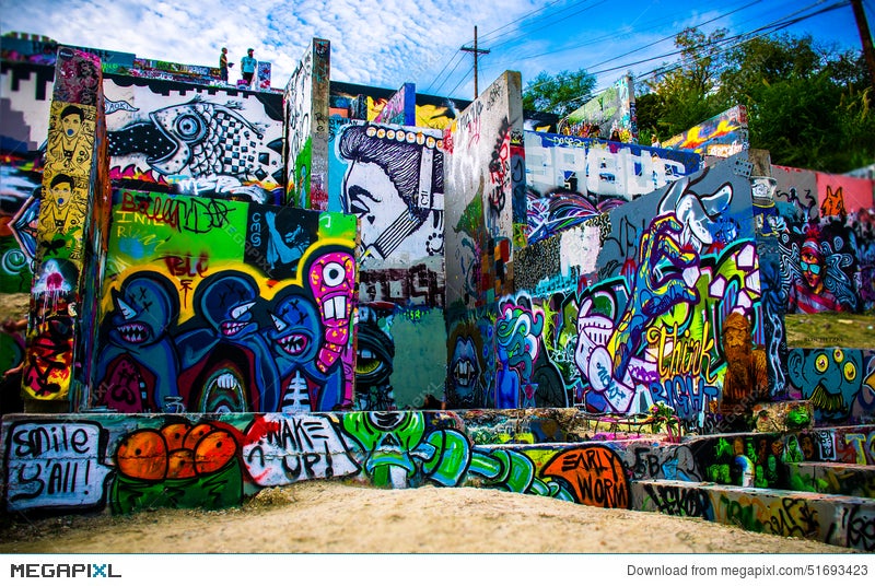Graffiti Wall Austin Texas Stock Photo Megapixl