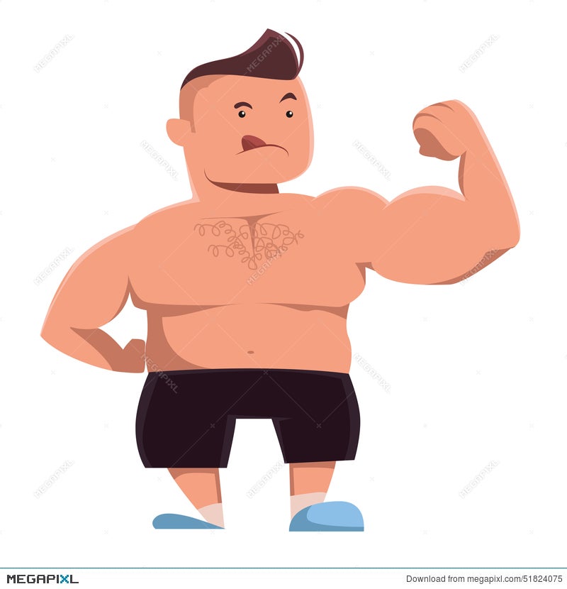 Strong Man Showing Off Illustration Cartoon Character Illustration 51824075  - Megapixl