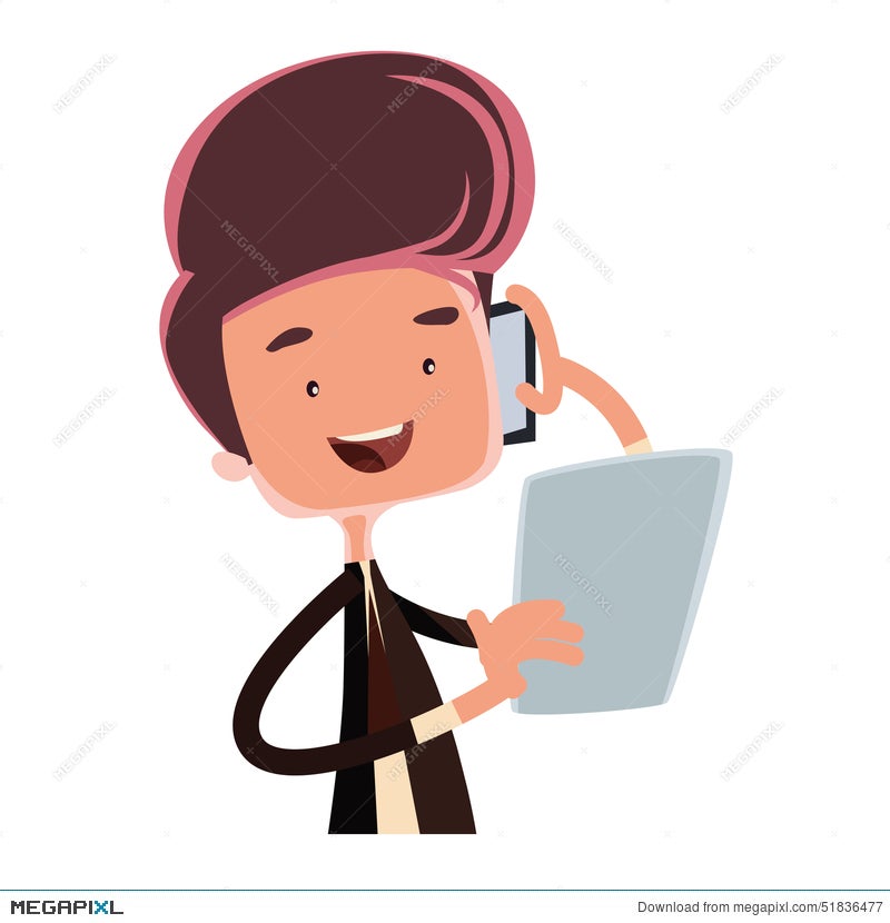Man Talking On Phone Illustration Cartoon Character Illustration 51836477 -  Megapixl
