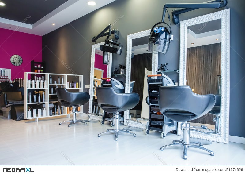 Interior Of Empty Modern Hair And Beauty Salon Stock Photo