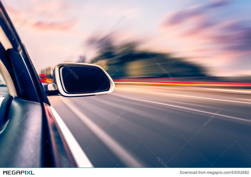 Car On The Road With Motion Blur Background Stock Photo 53052682 - Megapixl