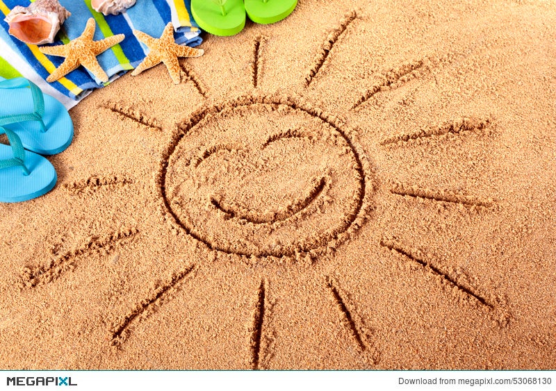 Summer Sun Beach Vacation Smiley Face Fun Stock Photo 53068130 Summer Sun Beach Vacation Smiley Face Fun
