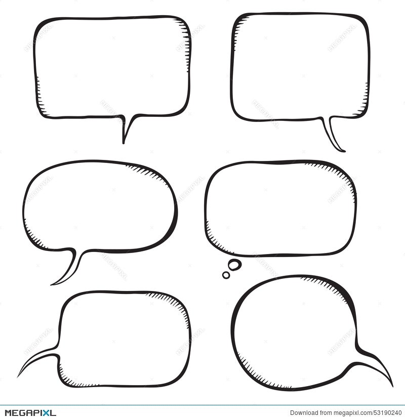 Sketch speech bubbles. doodle message bubble elements, thinking balloons  with scribble pencil texture. isolated cartoon | CanStock