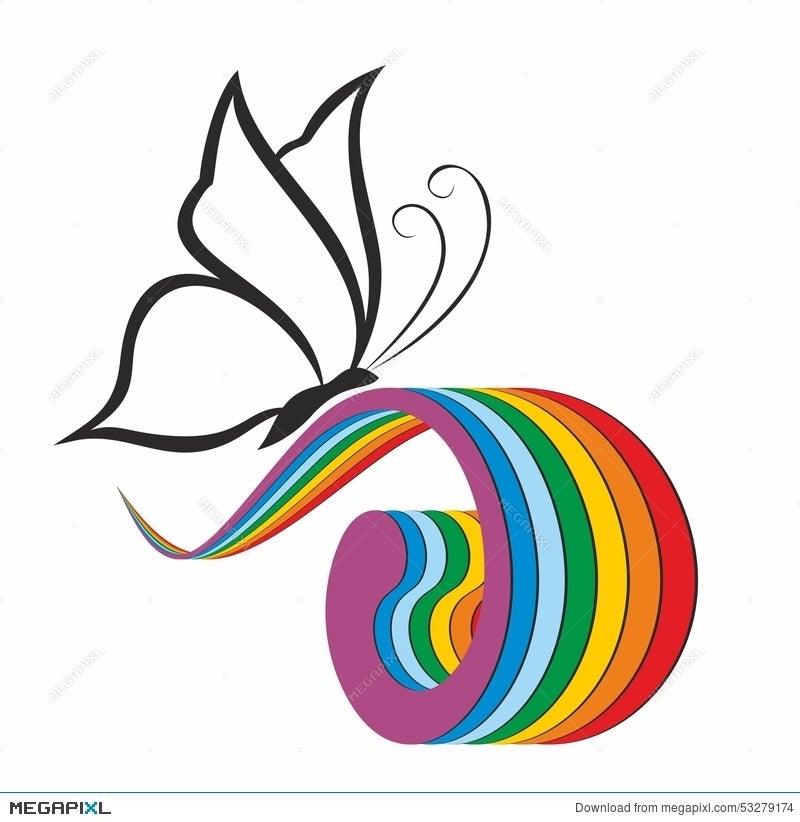 logo of a butterfly with a rainbow illustration 53279174