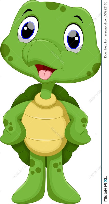 Cute Turtle Cartoon Illustration 53292168 - Megapixl