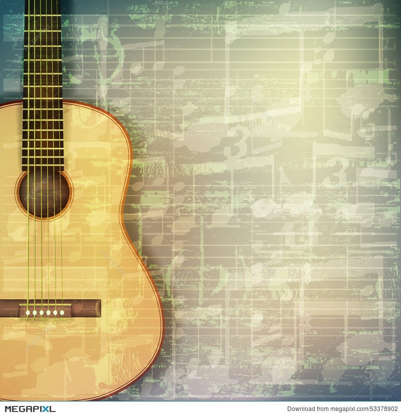 Abstract Grunge Music Background With Acoustic Guitar Illustration 53378902  - Megapixl