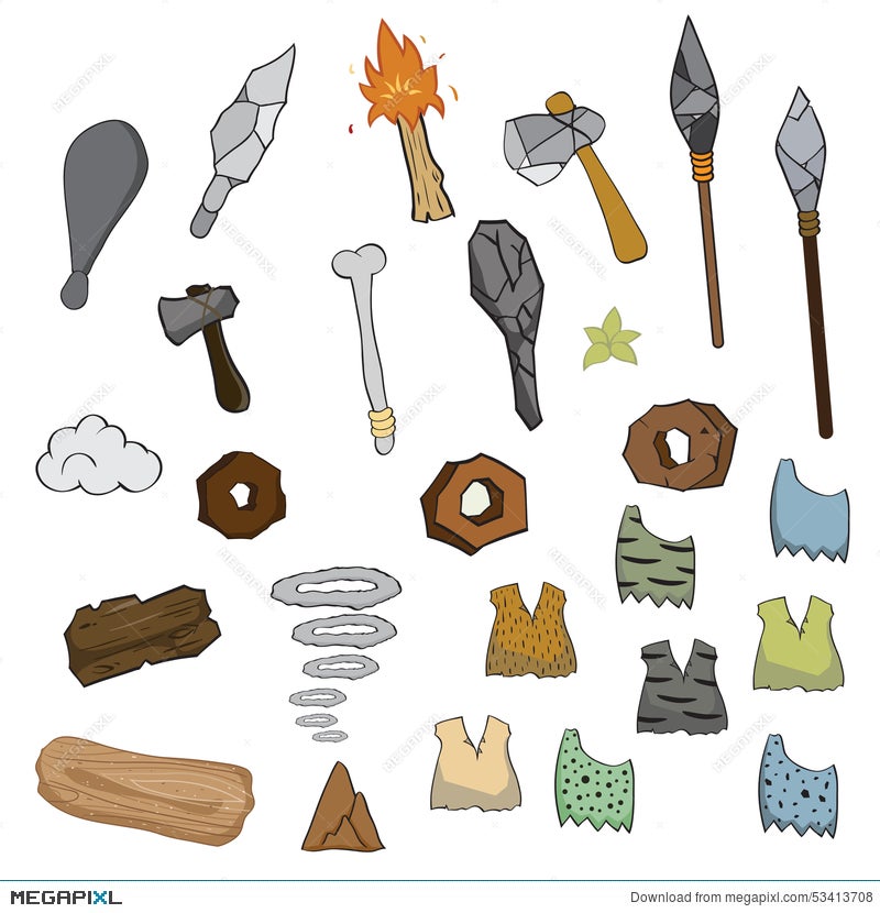 Weapon Of Stone Age Cartoon Illustration 53413708 - Megapixl