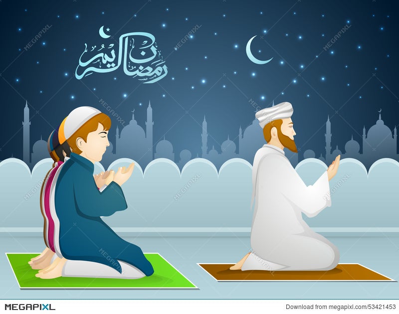 muslims praying in mosque clipart islam