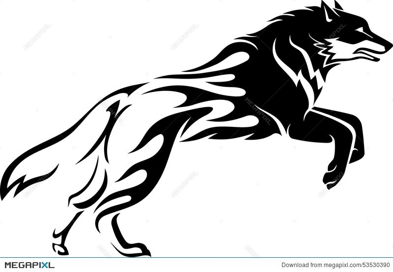 Silhouette Art of the Running Wolf in Black and White Tattoo Style Fully  Editable and Scalable Vector File 23845294 Vector Art at Vecteezy